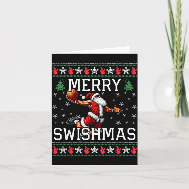 Carte Merry Swishmas Ugly Funny Christmas Basketball Chr (Devant)