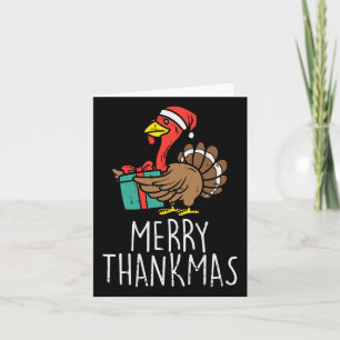 Carte Merry Thankmas Santa Turkey Day Thanksgiving