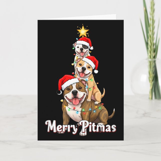 Carte Merry Tmas Tbull Christmas Theme For Festive Dog L (Devant)