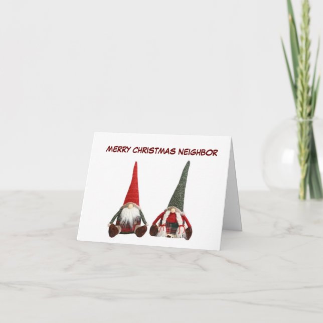 CARTE **MERRY VOISIN DE NOËL** HUMOUR GNOME (Devant)