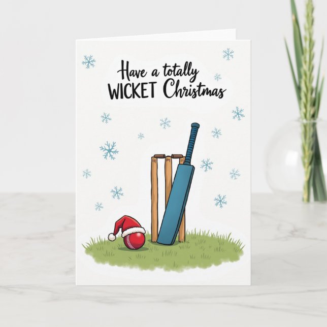 Carte Merry Wicket Cricket Christmas Card (Devant)