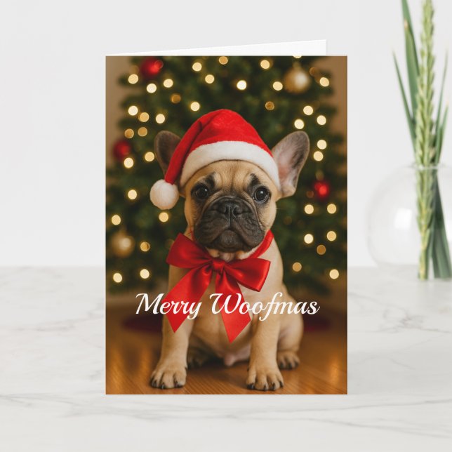 Carte Merry Woofmas French Bulldog Christmas Card (Devant)