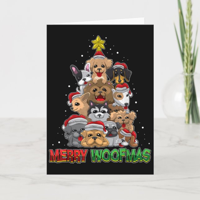 Carte Merry Woofmas - Merry Christmas For Dog Lovers  (Devant)