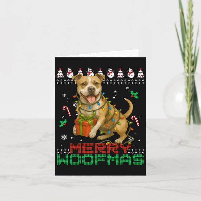 Carte Merry Woofmas Tbull Christmas Shirt Xmas Dog  (Devant)