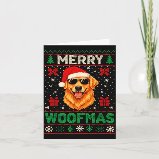 Carte Merry Woofmas Ugly Christmas Jumper Xmas Dog Lover (Devant)