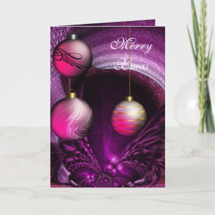 Carte Merry Xmas Plum Pink Balls