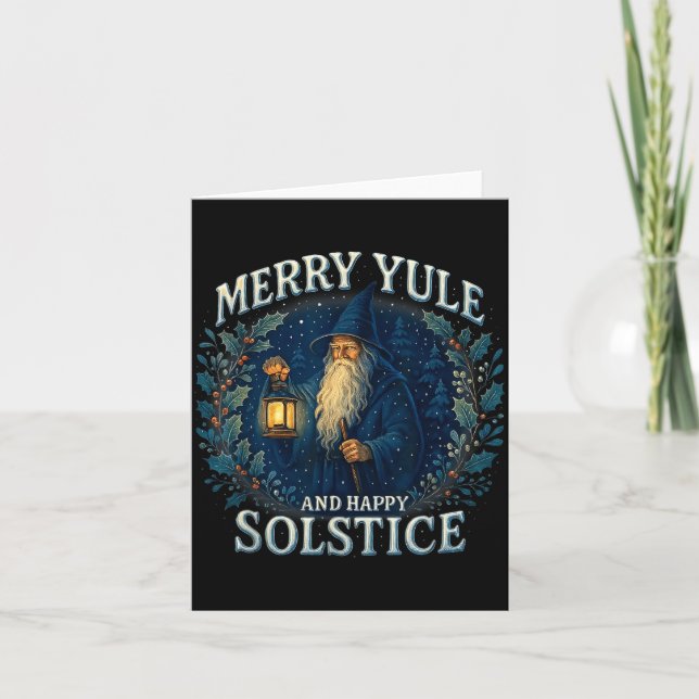 Carte Merry Yule And Happy Solstice Mystic Winter Quote  (Devant)