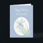 Carte Merveilleuse femme Birthday Watercolor Dragonfly a<br><div class="desc">Joyeux anniversaire Merveilleuse femme Aquarelle Dragonfly Pond ou jardin Nature</div>