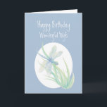Carte Merveilleuse femme Birthday Watercolor Dragonfly a<br><div class="desc">Joyeux anniversaire Merveilleuse femme Aquarelle Dragonfly Pond ou jardin Nature</div>