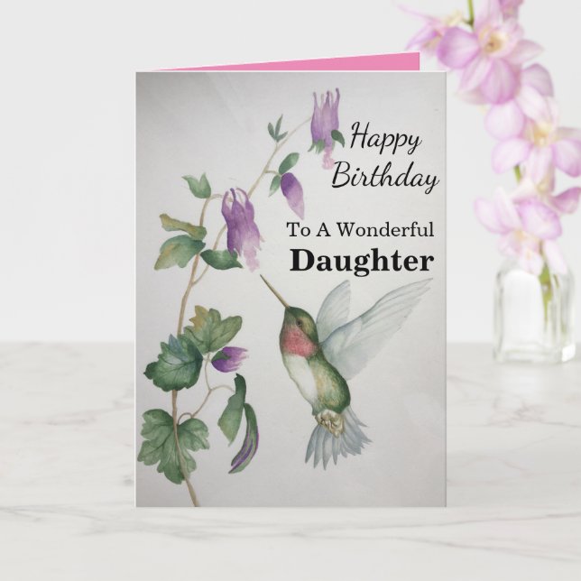 Carte Merveilleuse fille Anniversaire Jardin des colibri (Orchidée)