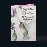Carte Merveilleuse Mère-Godmère Joyeux Colibri<br><div class="desc">Célébrez l'anniversaire de votre merveilleuse marraine avec un design élégant de colibri sur une carte de voeux charmante. Créée à partir de ma peinture originale sur l'aquarelle, cette jolie petite image d'oiseau et de fleurs ravira les amateurs d'ornithologie, de jardinier et de nature. Dans votre vie, la femme spéciale appréciera...</div>