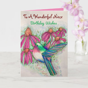 Carte Merveilleuse nièce Anniversaire Hummingbird Conefl