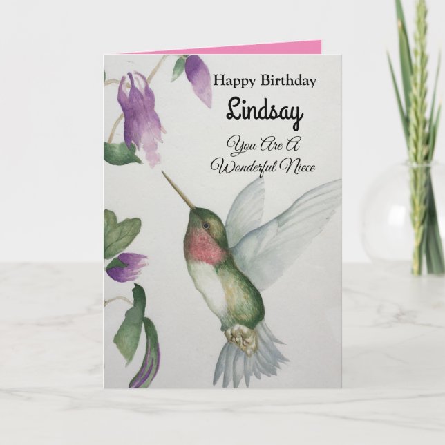 Carte Merveilleuse Niece Birthday Hummingbird Greeting C (Devant)