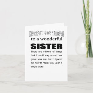 Carte merveilleuse soeur heureux anniversaire