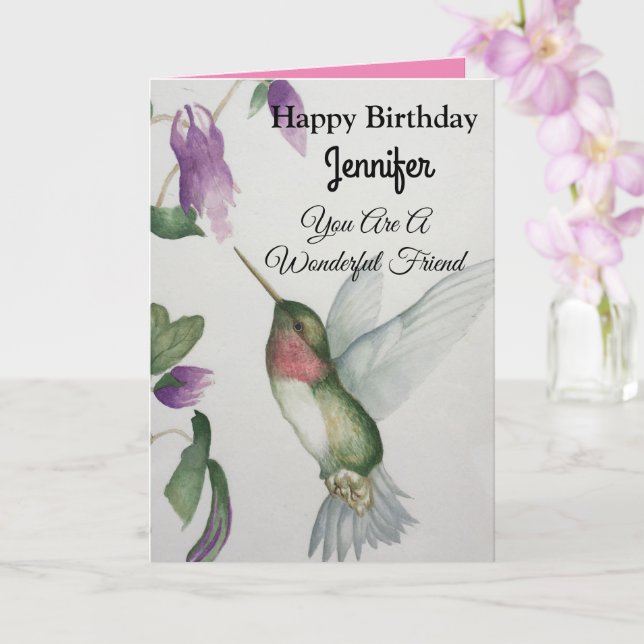 Carte Merveilleux Ami Joyeux Anniversaire Joli Colibri (Orchidée)
