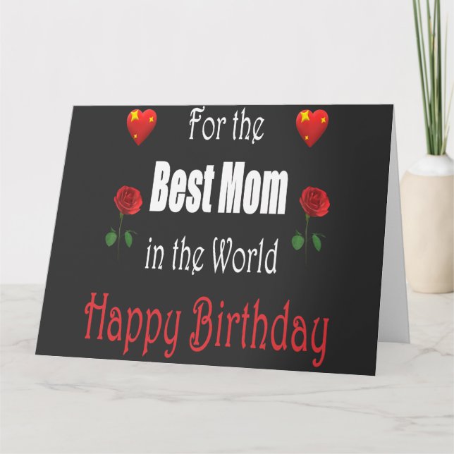 Carte Merveilleux anniversaire maman avec cœur et fleur (Devant)
