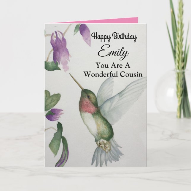 Carte Merveilleux Cousin Joyeux Colibri d'anniversaire (Devant)