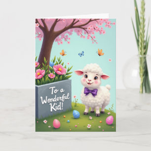 Carte Merveilleux Enfant Agneau de Printemps