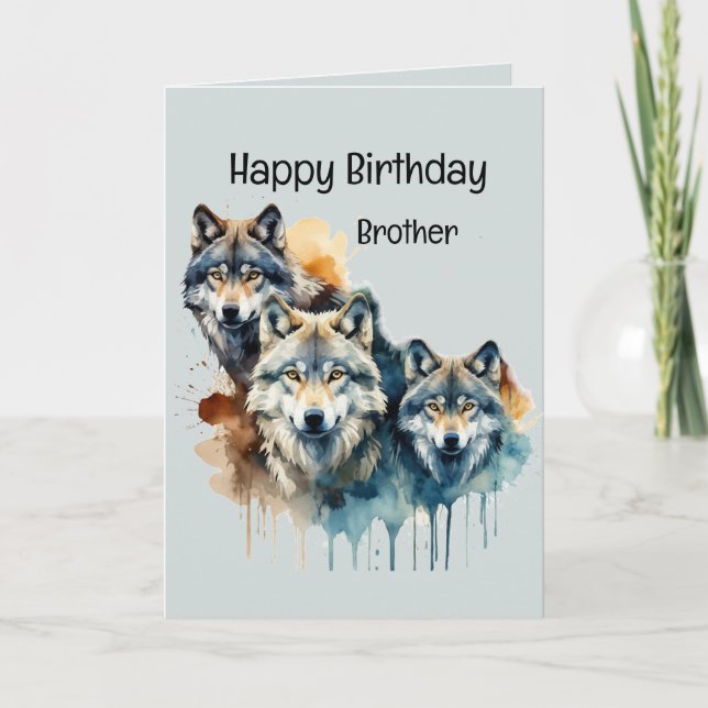 Carte Merveilleux frère Birthday Wolf et Pack Citation (Devant)