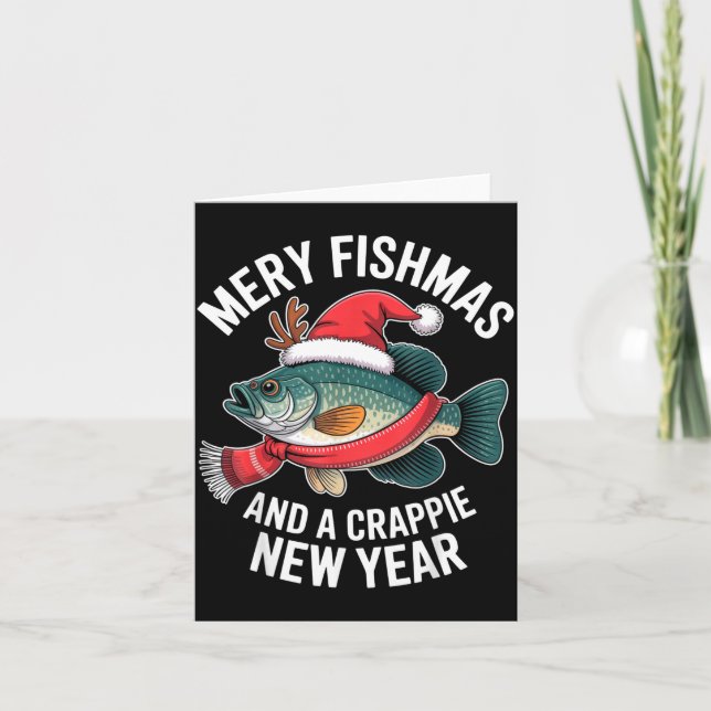 Carte Mery Fishmas And A Crape New Year Funny Fishing Ch (Devant)