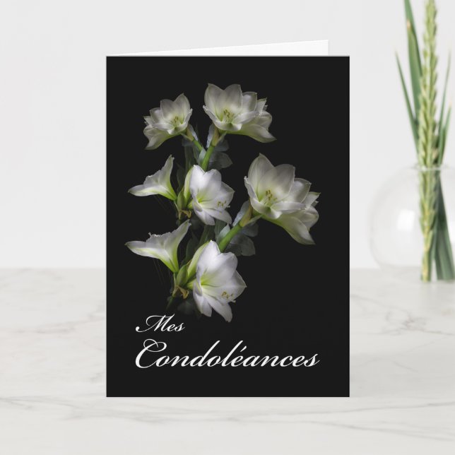 Carte Mes Condoléances, sympathie française, fleurs (Devant)
