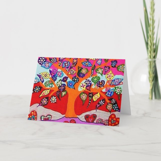 Carte Mes fleurs de coeur pour vous arbre de la vie (Devant)