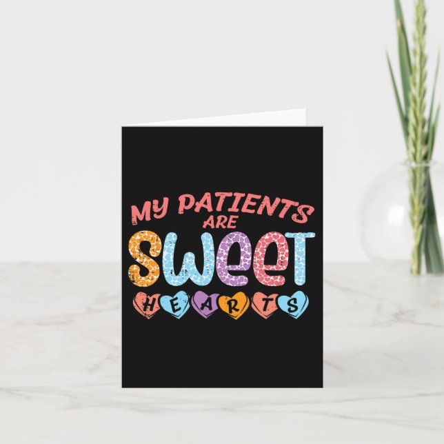Carte Mes patients doux coeurs Saint-Valentin infirmière (Devant)