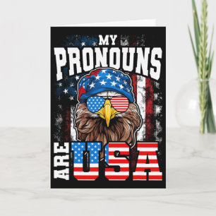 Carte Mes pronoms sont aigle patriotique Usa drôle 4 jui