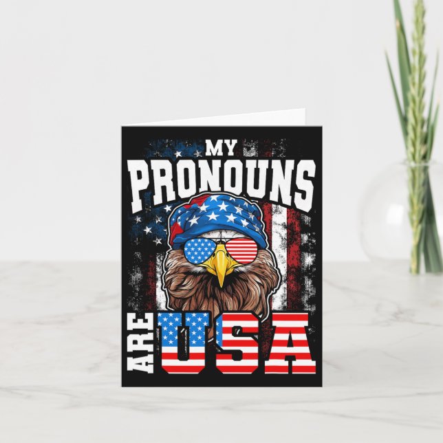 Carte Mes pronoms sont aigle patriotique Usa drôle 4 jui (Devant)