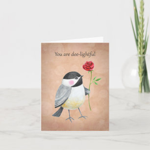 Carte Mésange mignonne vous êtes dé-lightante Amour Sain
