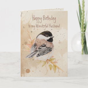 Carte Mésange oiseau pour l'anniversaire du mari meilleu