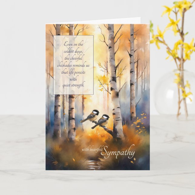 Carte Mésanges Forêt De Bouleaux D'automne Sympathie (Fleur jaune)