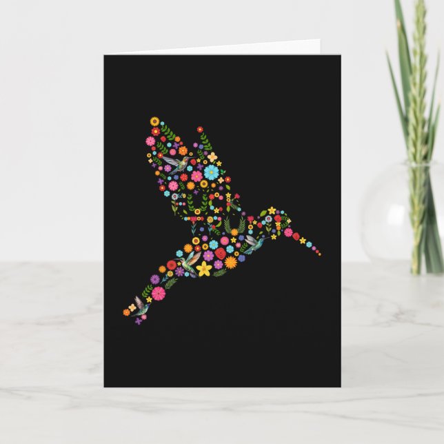 Carte Message caché subtil anti-Trump de colibri floral (Devant)