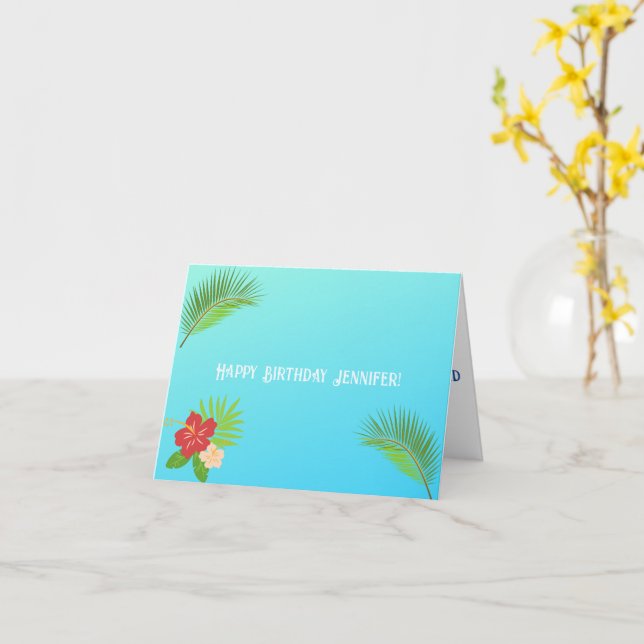 Carte Message d'accueil personnalisable Island Escape (Fleur jaune)