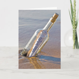 Carte message d'anniversaire dans une bouteille