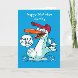 Carte message d'anniversaire de canard doux dessin animé