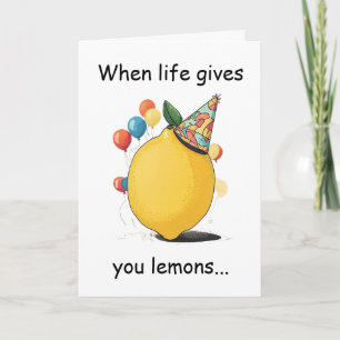 Carte Message d'anniversaire tardif drôle : Thème citron