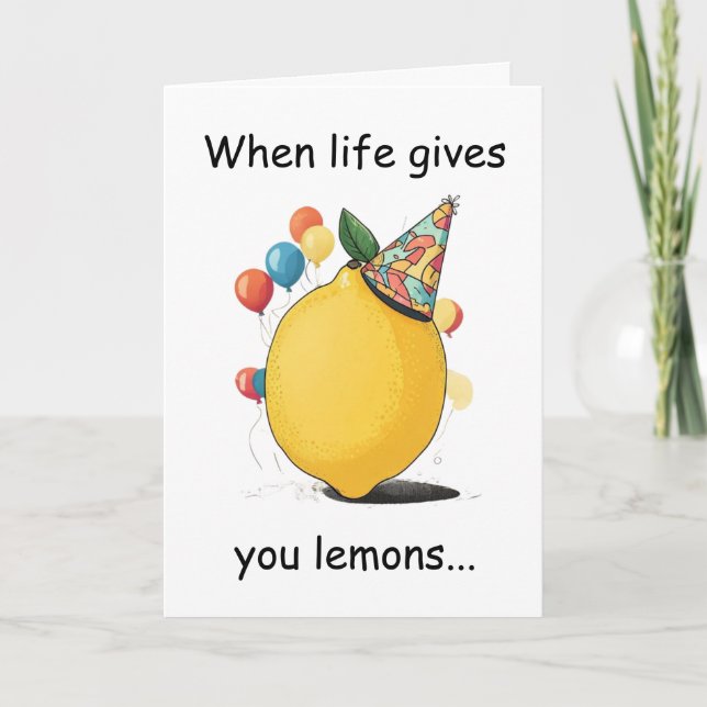 Carte Message d'anniversaire tardif drôle : Thème citron (Devant)