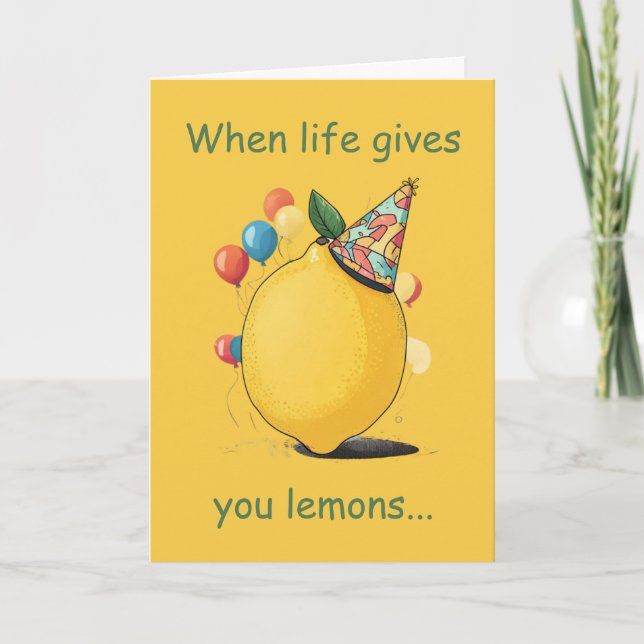 Carte Message d'anniversaire tardif drôle : Thème citron (Devant)
