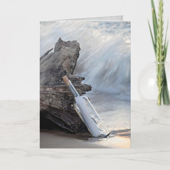 Carte message dans une bouteille anniversaire (Devant)