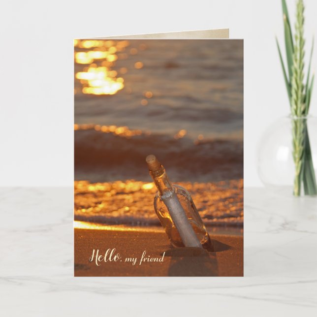 Carte Message dans une bouteille pour ami (Devant)
