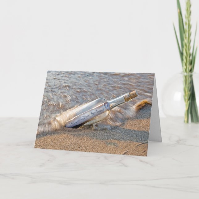 Carte Message de 106e anniversaire dans une bouteille (Devant)