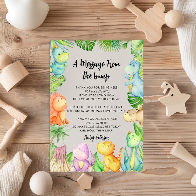 Carte Message De Bébé Dinosaure pour Baby Shower (Créateur téléchargé)
