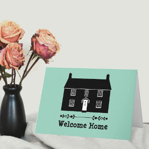 Carte Message de bienvenue à la maison sarcelle pâle ou