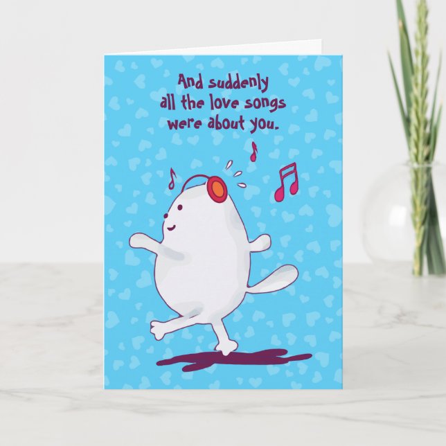 Carte Message de chat drôle, Saint-Valentin bleu (Devant)