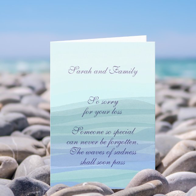 Carte Message de confirmation personnalisé Sympathie mod (Add your own condolence message to this watercolor waves sympathy card)