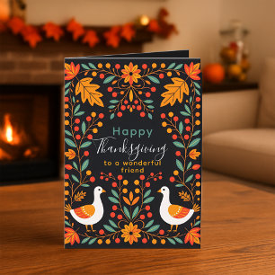 Carte Message de gratitude de Thanksgiving Dark Boho Fol