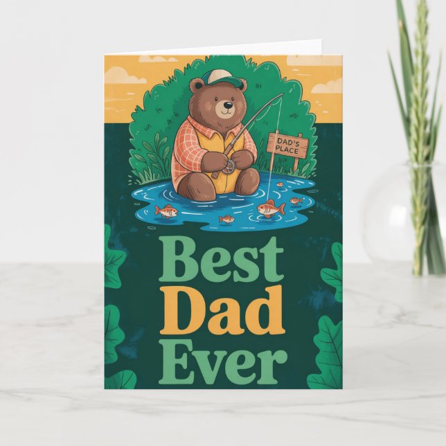 Carte Message de la fête des pères avec un ours mignon p (Devant)