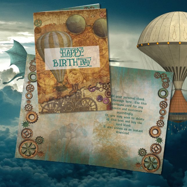 Carte Message de remerciement plié Steampunk (Créateur téléchargé)