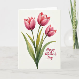 Carte Message Écarlate Rayée en Fleur